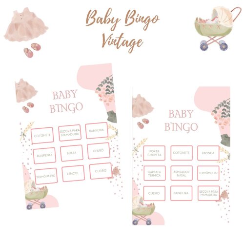 Baby Bingo Vintage - 100 cartelas (PDF)