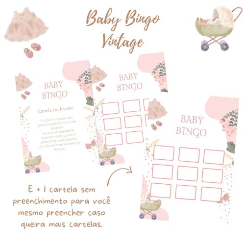 Baby Bingo Vintage - 100 cartelas (PDF)