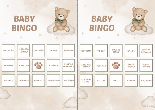 Baby Bingo Ursinho - 60 cartelas (PDF)