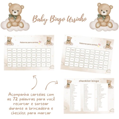 Baby Bingo Ursinho - 60 cartelas (PDF)