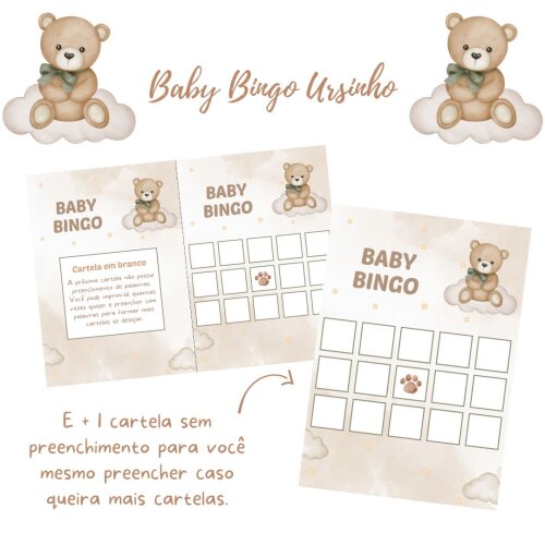 Baby Bingo Ursinho - 60 cartelas (PDF)