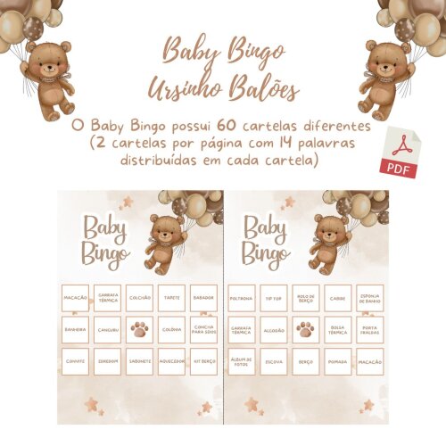 Baby Bingo Ursinho - 60 cartelas (PDF)