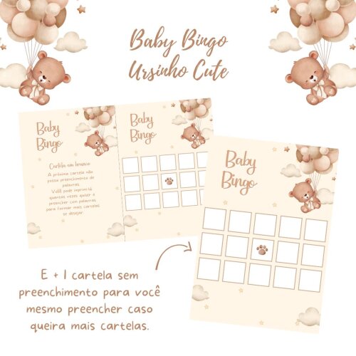 Baby Bingo Ursinho Cute - 60 cartelas (PDF)