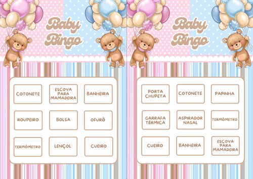 Baby Bingo Chá Revelação Ursinhos Balão - azul e rosa (100 ca