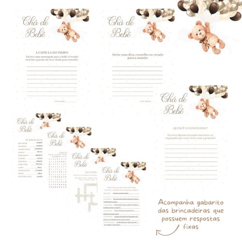 Kit Brincadeiras Chá de Bebê - Ursinho Balões