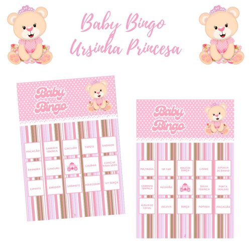 Baby Bingo Ursinha Princesa - 60 cartelas (PDF)