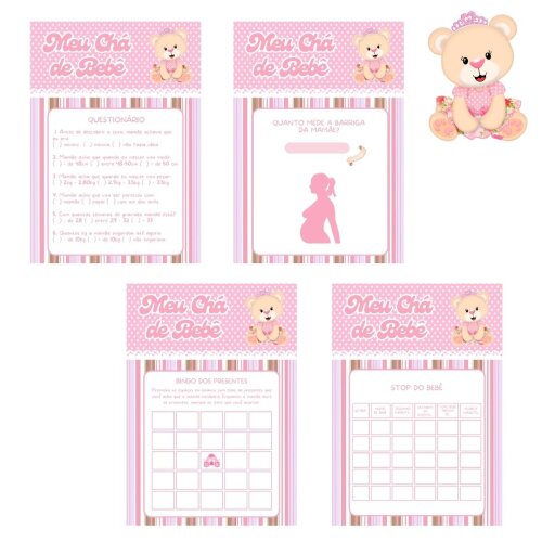 Kit brincadeiras Chá de bebê Ursinha Princesa - PDF