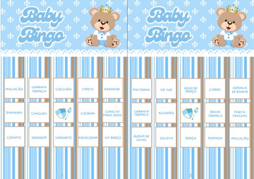 Baby Bingo Ursinho Príncipe - 60 cartelas (PDF)