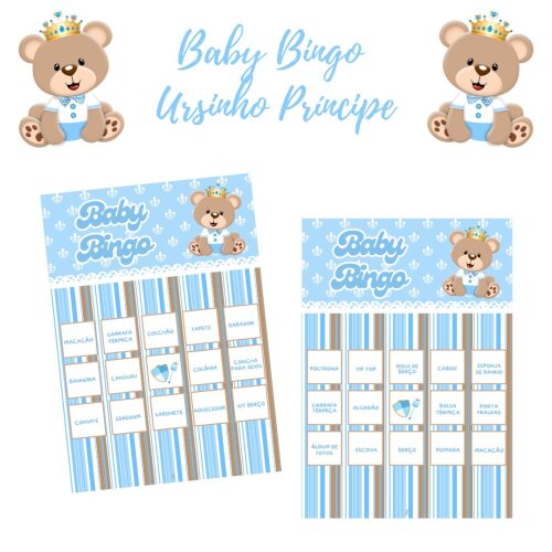 Baby Bingo Ursinho Príncipe - 60 cartelas (PDF)