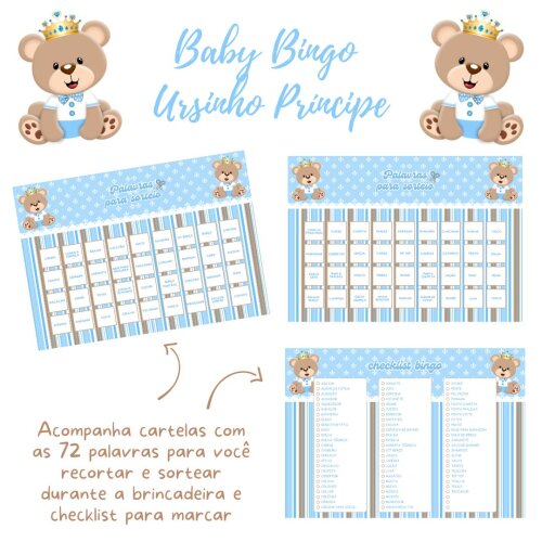 Baby Bingo Ursinho Príncipe - 60 cartelas (PDF)