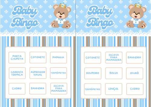 Baby Bingo Ursinho Príncipe (100 cartelas) - PDF