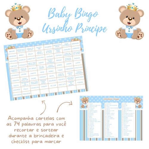 Baby Bingo Ursinho Príncipe (100 cartelas) - PDF