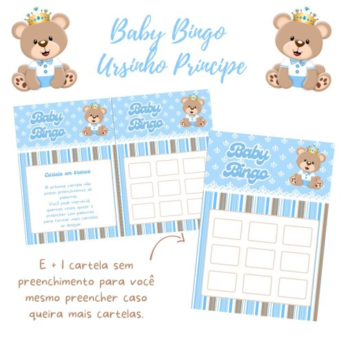 Baby Bingo Ursinho Príncipe (100 cartelas) - PDF