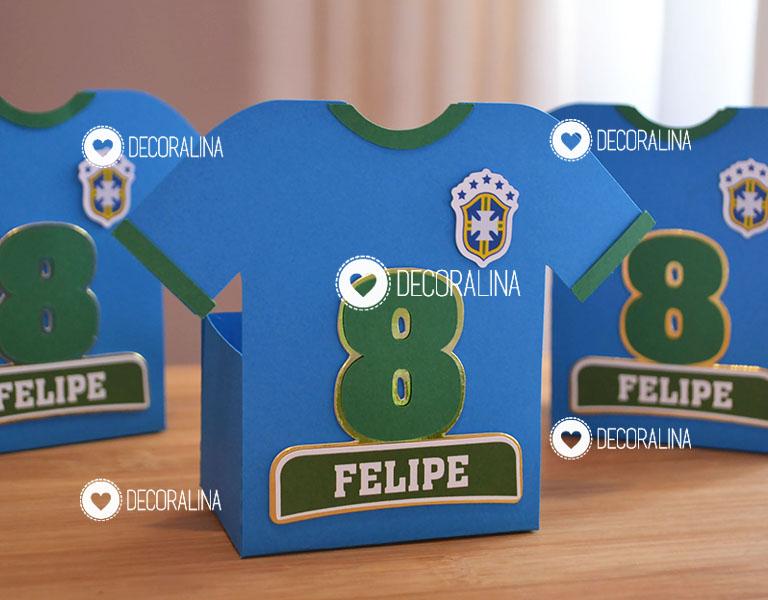 Lembrancinha Futebol Embalagem Camisa Futebol Azul