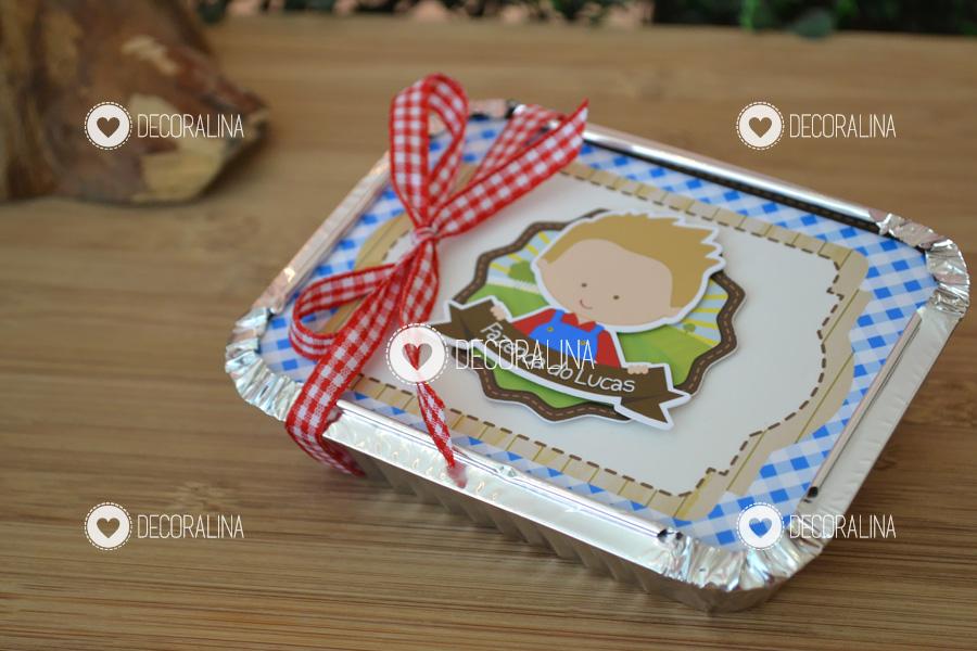 Lembrancinha Fazendinha Marmitinha Xadrez Fazendeiro Cute