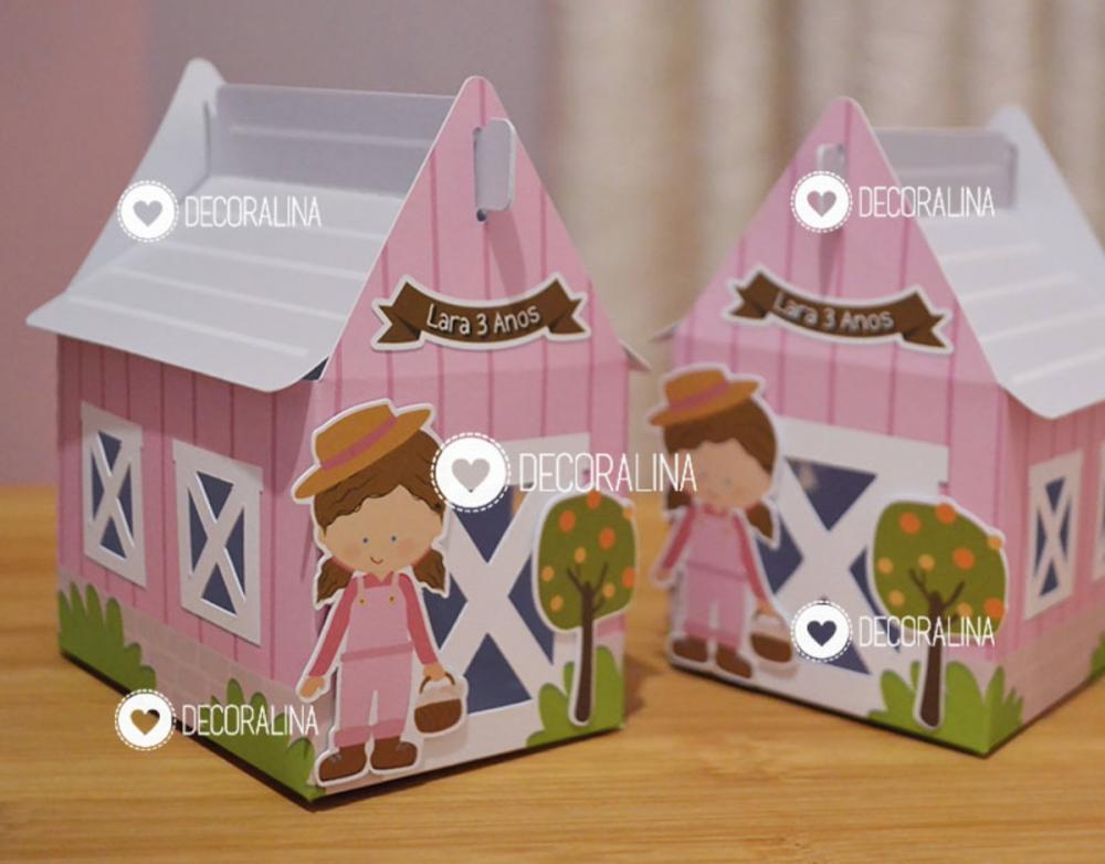 Lembrancinha Fazendinha Rosa Fazendinha Menina Caixinha Celeiro A