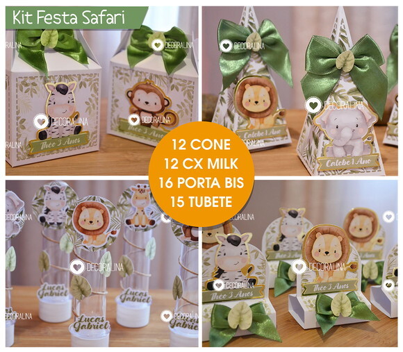 Kit Festa Safari Aquarela Lembrancinha Safari Aquarela