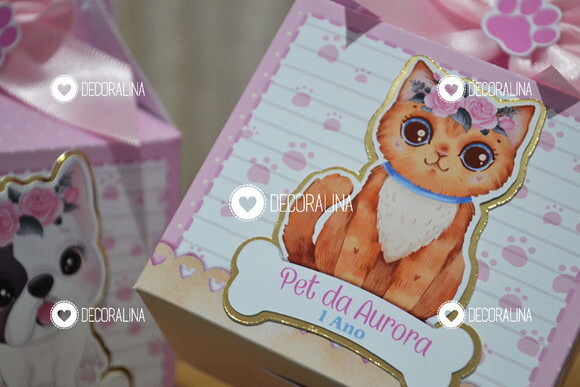 Lembrancinha Cachorrinho Gatinho Pet Shop Caixinha Milk