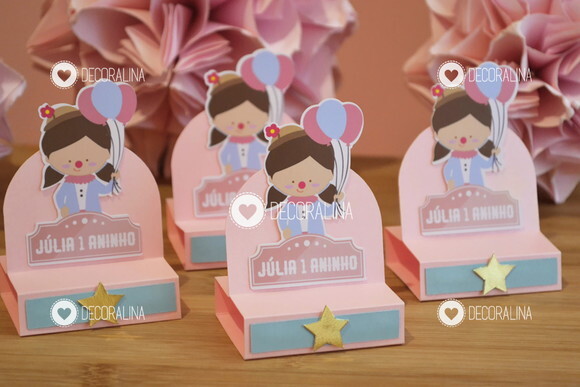 Lembrancinha Circo Cute Luxo Porta Bis Duplo Menina Rosa