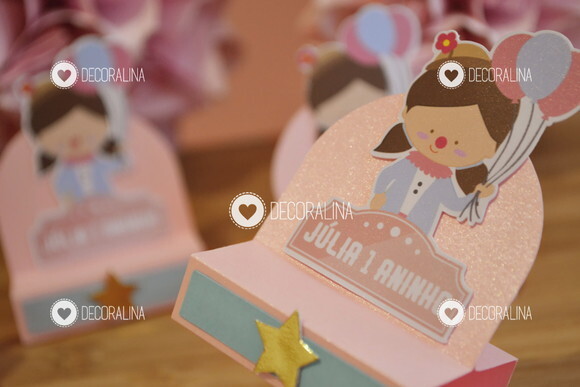 Lembrancinha Circo Cute Luxo Porta Bis Duplo Menina Rosa