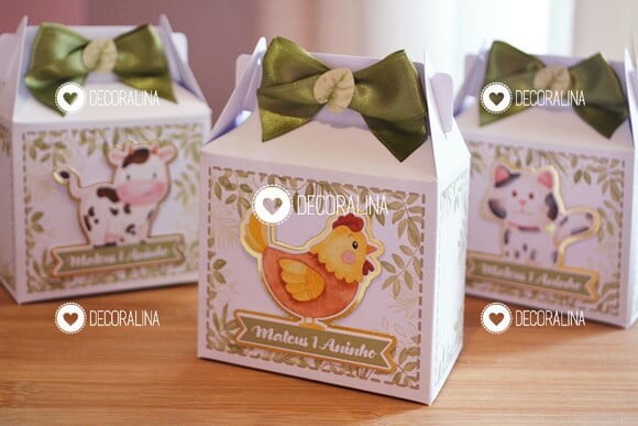 Lembrancinha Fazendinha Aquarela Luxo Caixinha Milk Fazenda