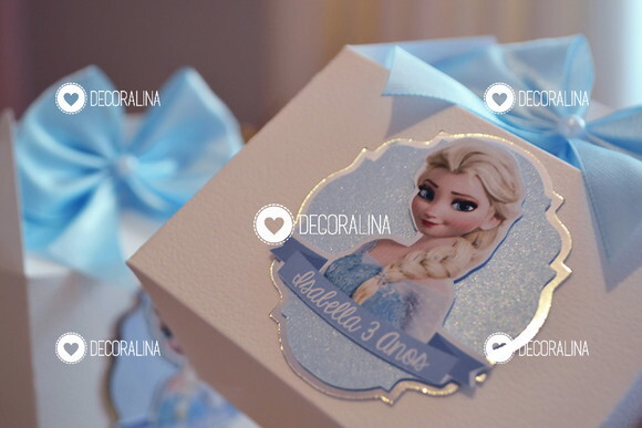 Lembrancinha Frozen Luxo Caixinha Tradicional e Cute Prata