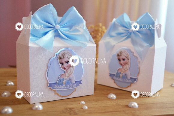 Lembrancinha Frozen Luxo Caixinha Tradicional e Cute Prata