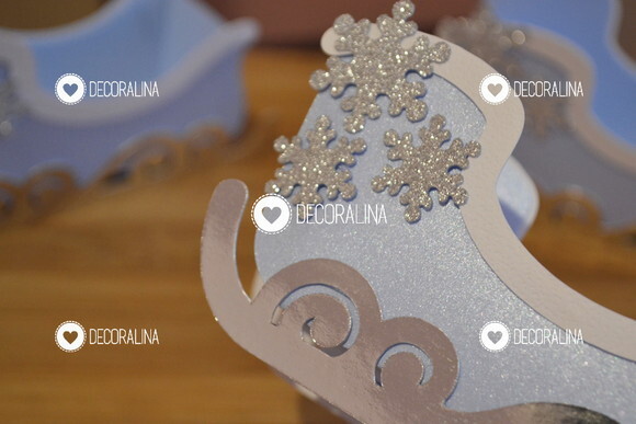 Lembrancinha Frozen Luxo Trenó Frozen Luxo Azul Prata