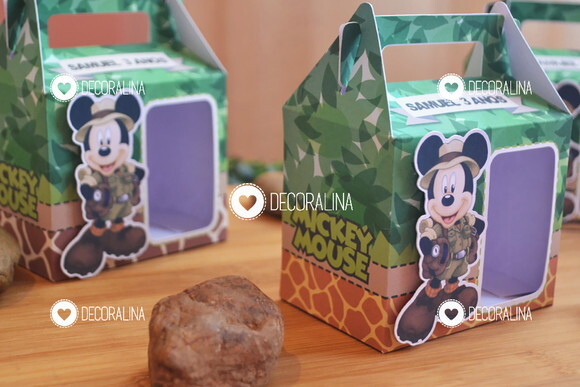 Lembrancinha Mickey Safari Caixinha Mickey Alça Vitrine