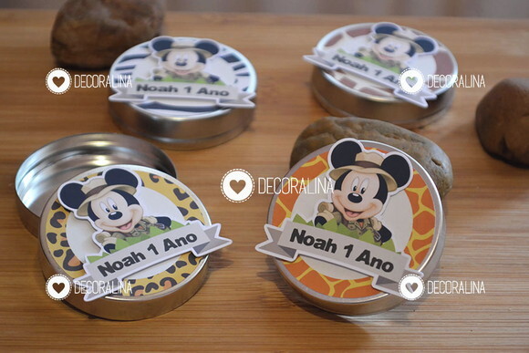 Lembrancinha Mickey Safari Latinha Mickey Safari