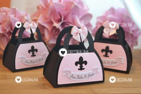 Lembrancinha Paris Luxo Caixinha Bolsa Paris Bolsinha Porta Bombo
