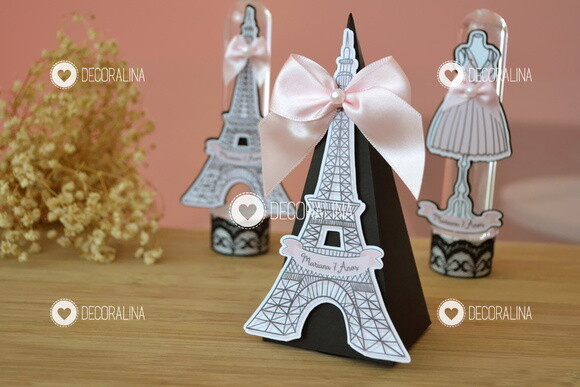 Lembrancinha Paris Luxo Cone Vertical Paris Luxo