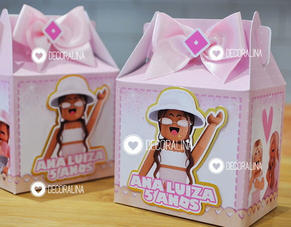 Lembrancinha Roblox Menina Luxo Caixinha Milk Roblox Rosa