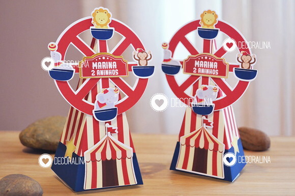 Lembrancinha Roda Gigante Circo Vermelho Parque de Diversão