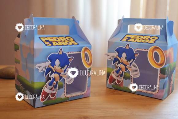 Lembrancinha Sonic Caixinha Sonic com Alça e Vitrine