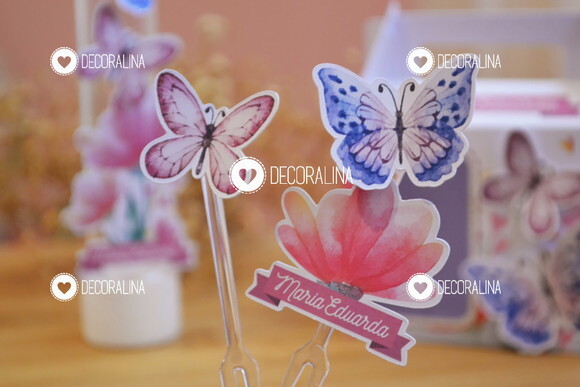 Topper Borboleta Jardim Encantado Topper p/ Docinhos