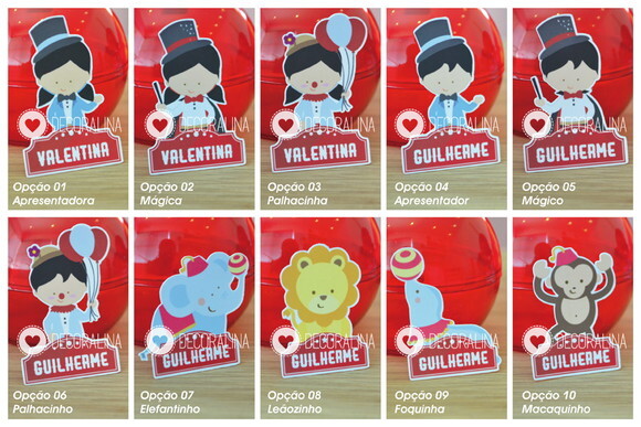 Topper Circo Cute Topper p/ Docinhos
