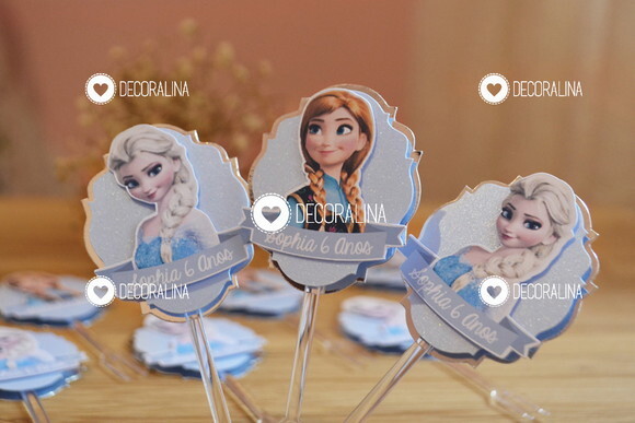 Topper Frozen Luxo Topper para Docinho Frozen