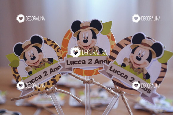 Topper Mickey Safari para Docinhos
