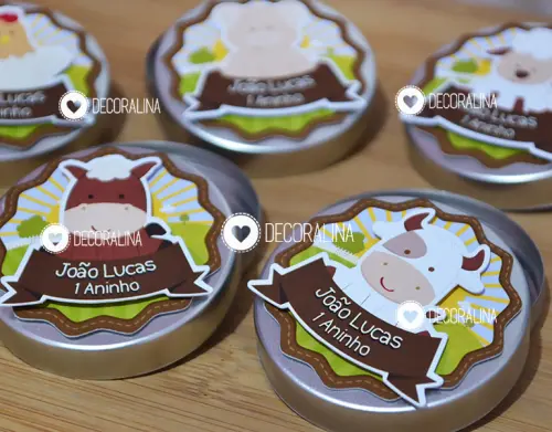 Lembrancinha Fazendinha Latinha Animais Cute