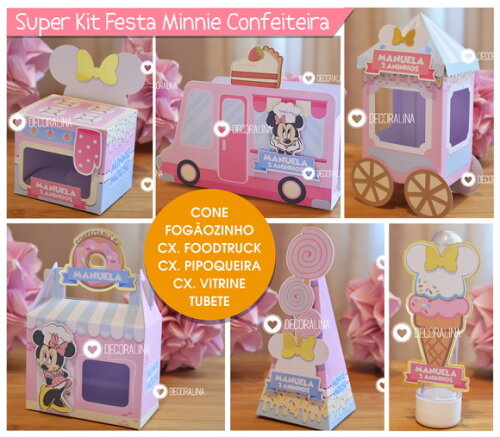 Kit Festa Minnie Confeiteira Lembrancinha Minnie Confeiteira