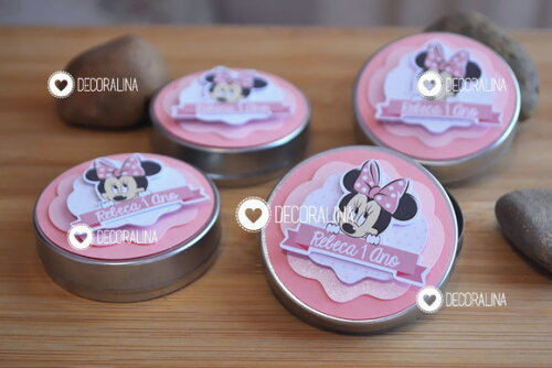 Lembrancinha Minnie Rosa Latinha Minnie Rosa