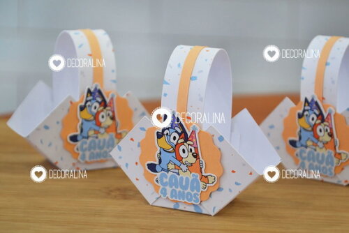 Lembrancinha Bluey e Bingo Cestinha Bluey e Bingo Porta Bombom