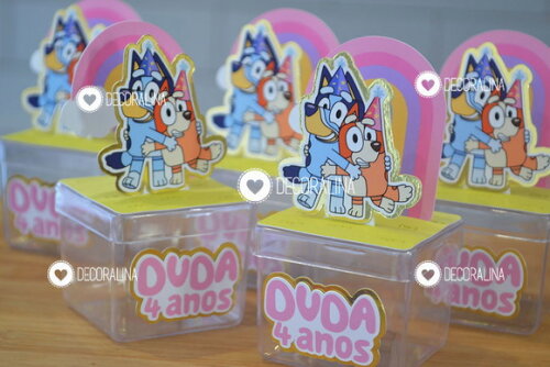 Lembrancinha Bluey e Bingo Caixinha Acrílica Bluey e Bingo