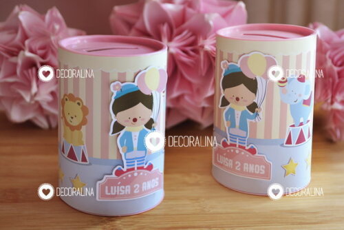 Lembrancinha Circo Cute Cofrinho Circo Rosa Menina