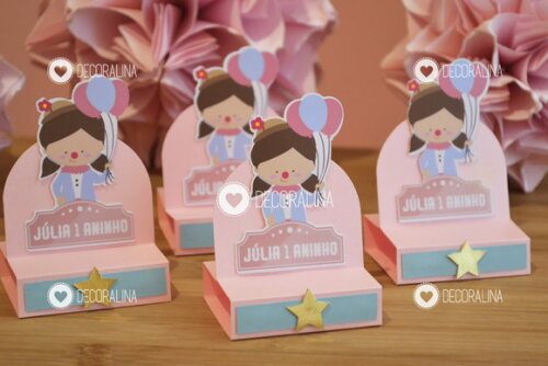 Lembrancinha Circo Cute Luxo Porta Bis Duplo Menina Rosa
