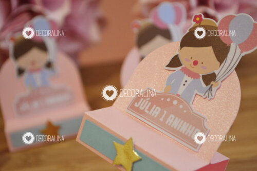 Lembrancinha Circo Cute Luxo Porta Bis Duplo Menina Rosa