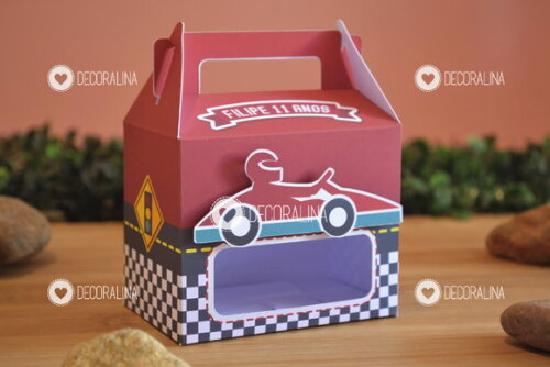 Lembrancinha Corrida Caixinha Alça Vitrine Kart Corrida