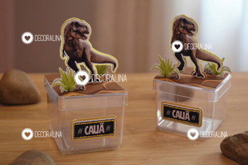 Lembrancinha Dinossauro Jurassic Caixinha Acrílica Dino