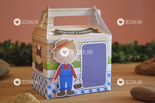 Lembrancinha Fazendinha Caixinha Fazendinha Alça Vitrine Fazenda